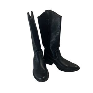 BORN Womens Shavano Western Black Pebble grained Leather Pull-on Boots 9.5